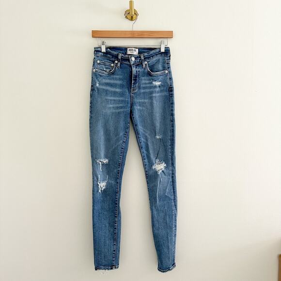 AGOLDE Sophie Skinny Distressed High Rise Medium Wash Jeans Blue 26 - Picture 2 of 10